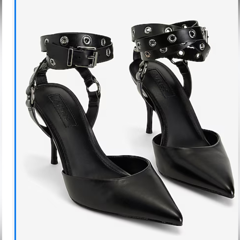 Brian Atwood x Express Grommet Ankle Strap Pumps